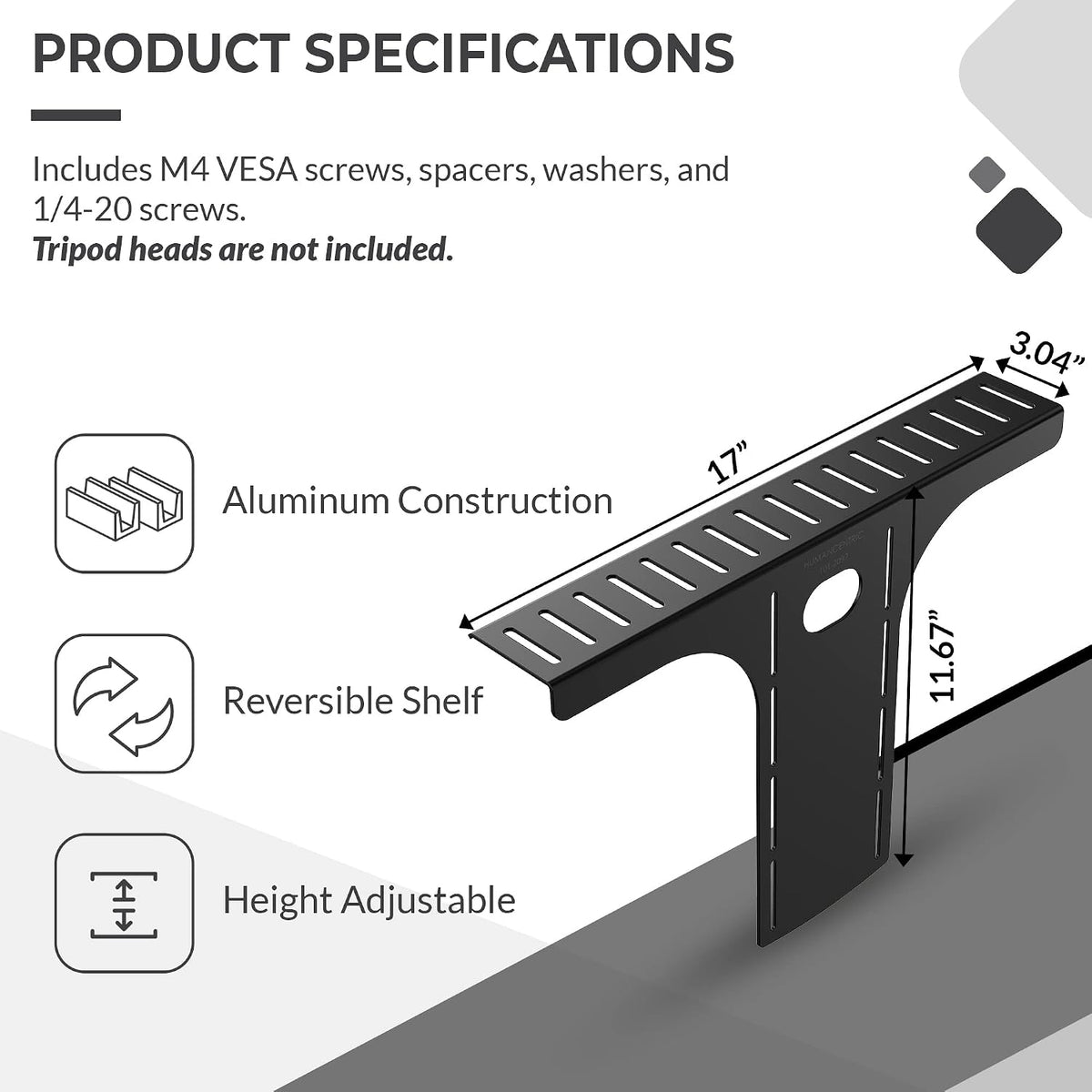HumanCentric DSLR Monitor Mount Large, Desk Camera, Webcam & Mic Shelf