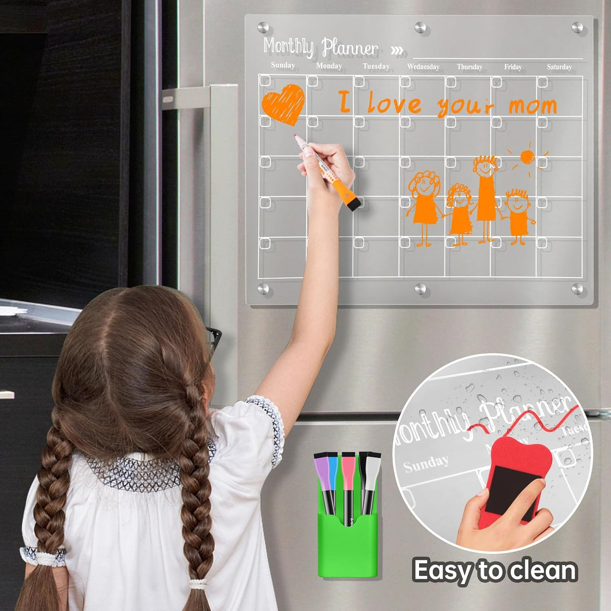 Magnetic Acrylic Fridge Calendar Dry Erase Planner