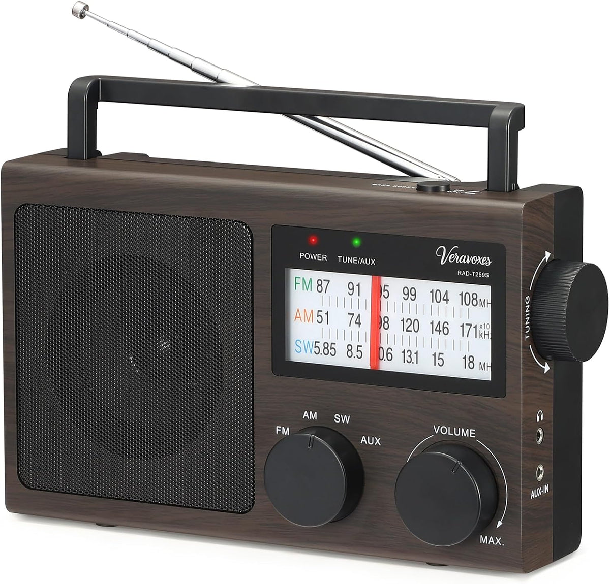 Portable AM FM Shortwave Radio AC & Battery Powered