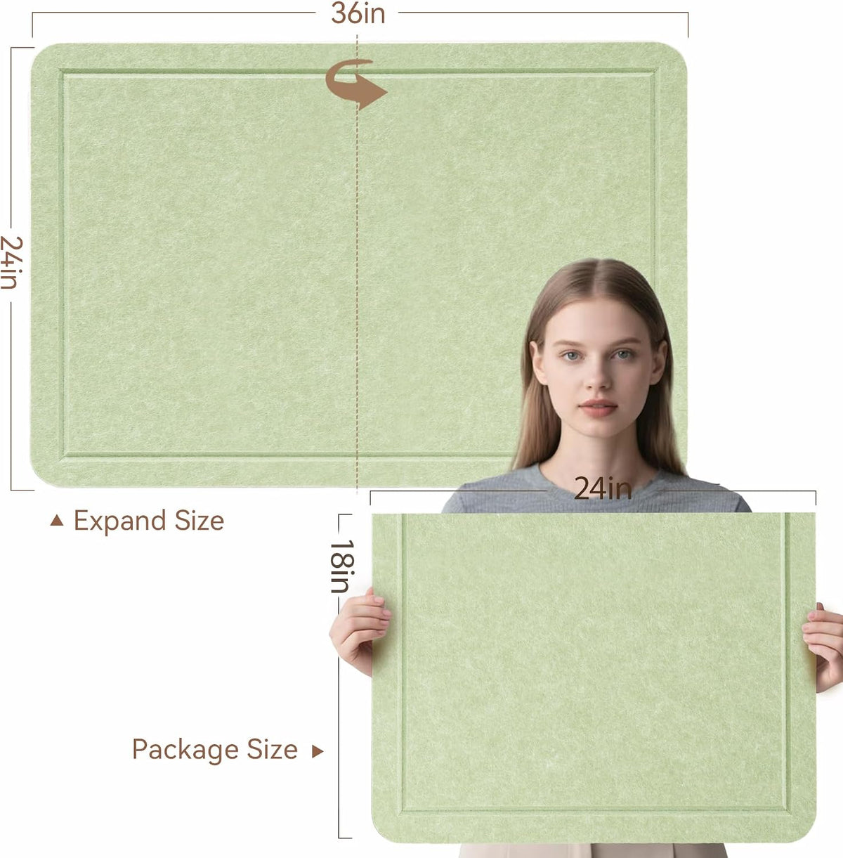 Felt Bulletin Board 36x24 inches, Decorative Pin Board for Home & Office