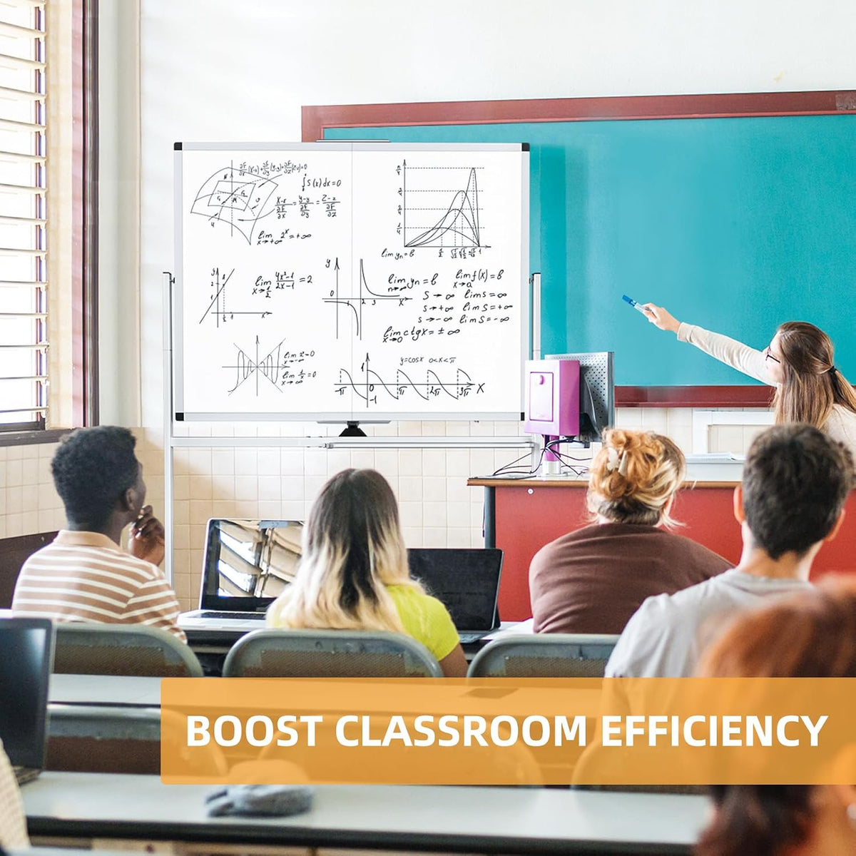 Rolling Dry Erase Whiteboard with Stand, 48" x 36" White Board on W...