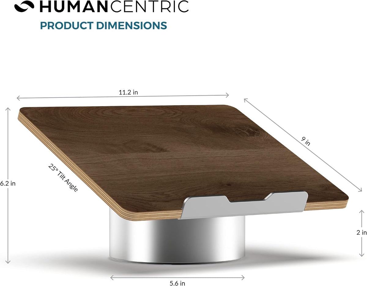 HumanCentric Laptop Riser for Desk, Black Walnut Wood Top & Space Gray Base