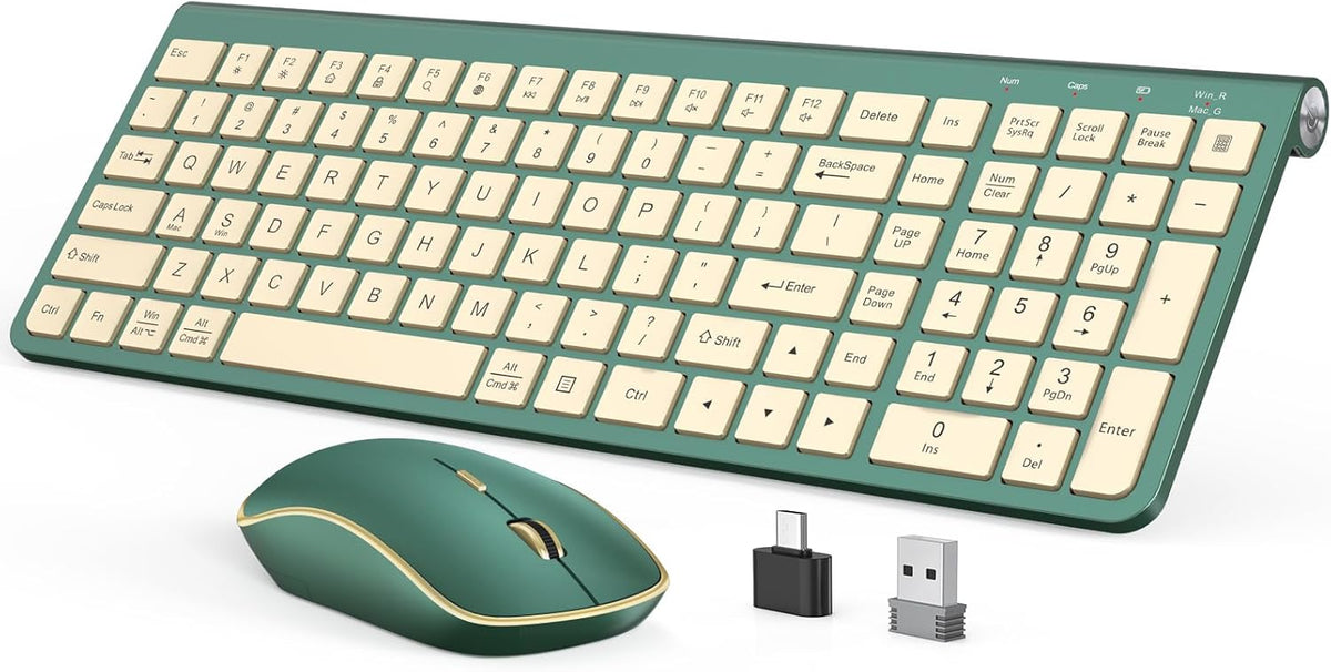 JOYACCESS Wireless Keyboard and Mouse Combo,2.4G Ergonomic Typewriter Keyboar...
