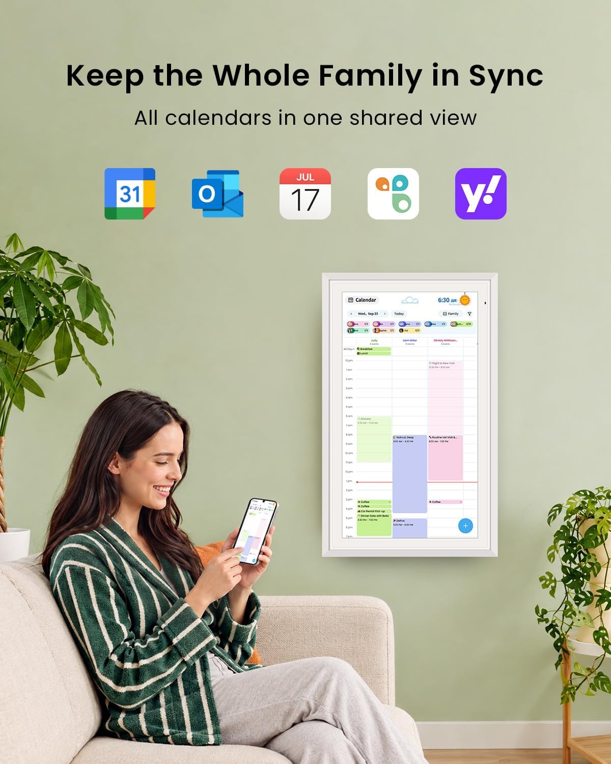 Apolosign 21.5-inch Digital Calendar, No-Subscription, Smart Wall Planner wit...