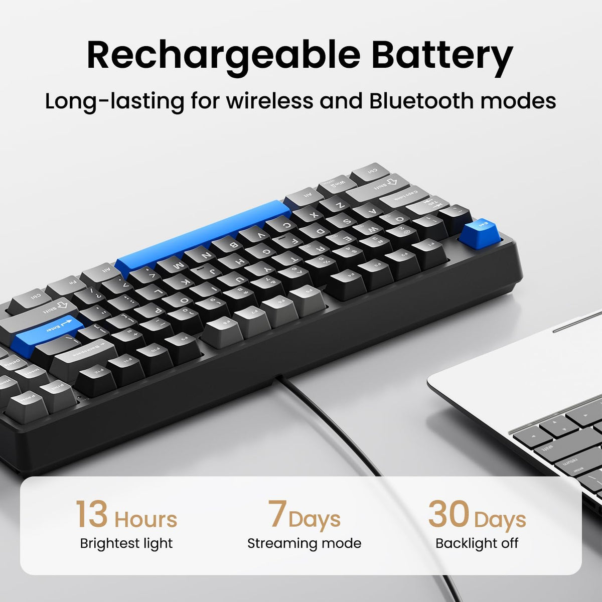 Kisnt KN85 Wireless Mechanical Keyboard, 75% Layout, Bluetooth/2.4GHz/USB-C, ...