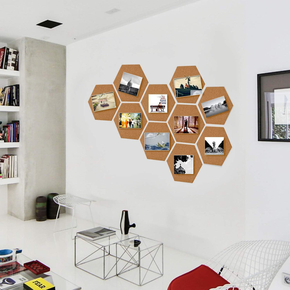 HBlife 10 Pack Hexagon Self-Adhesive Cork Board Tiles 12" X 10"