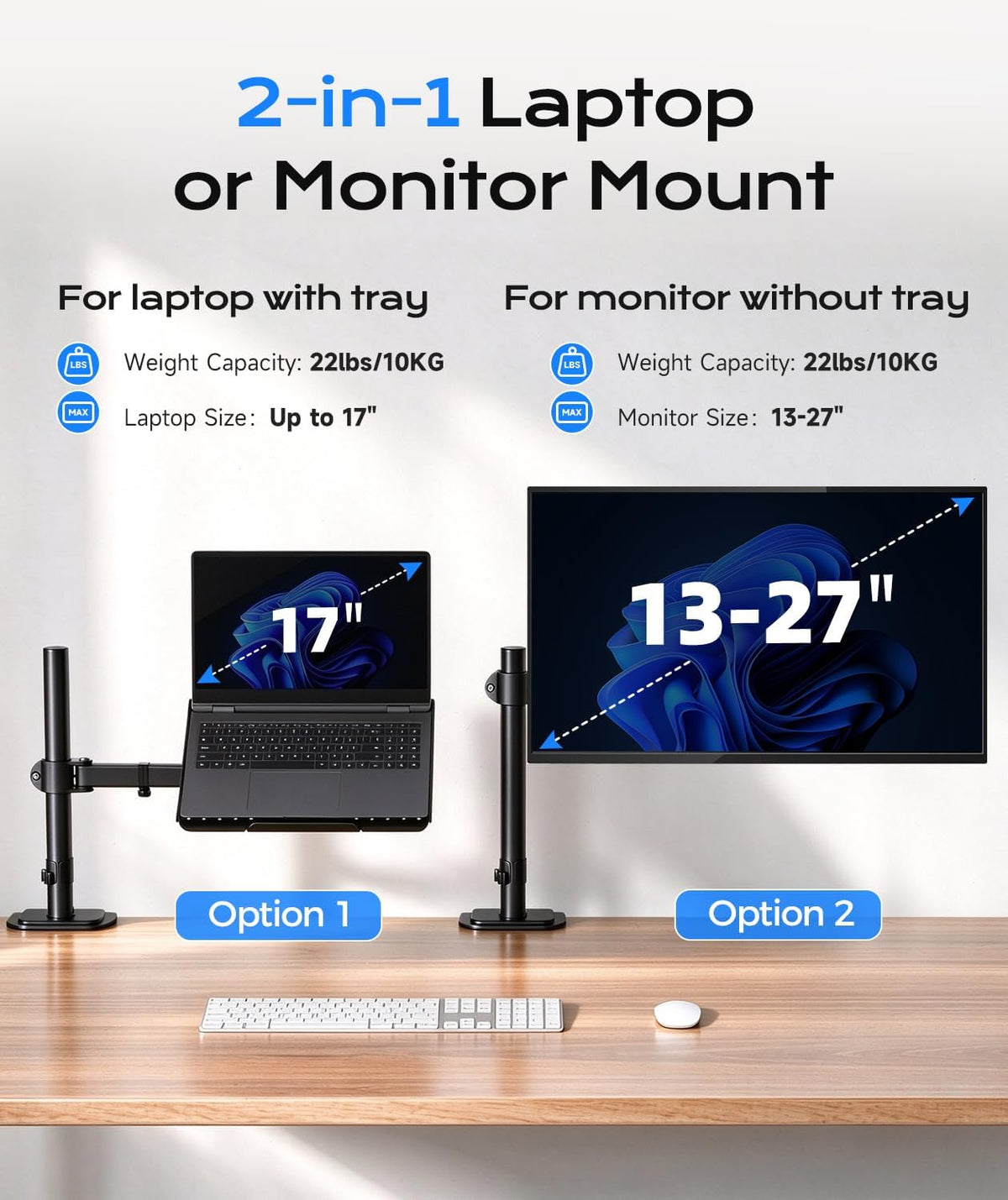 Suptek Single Laptop Notebook Desk Mount with Tray for 13-27 inch Computer Sc...