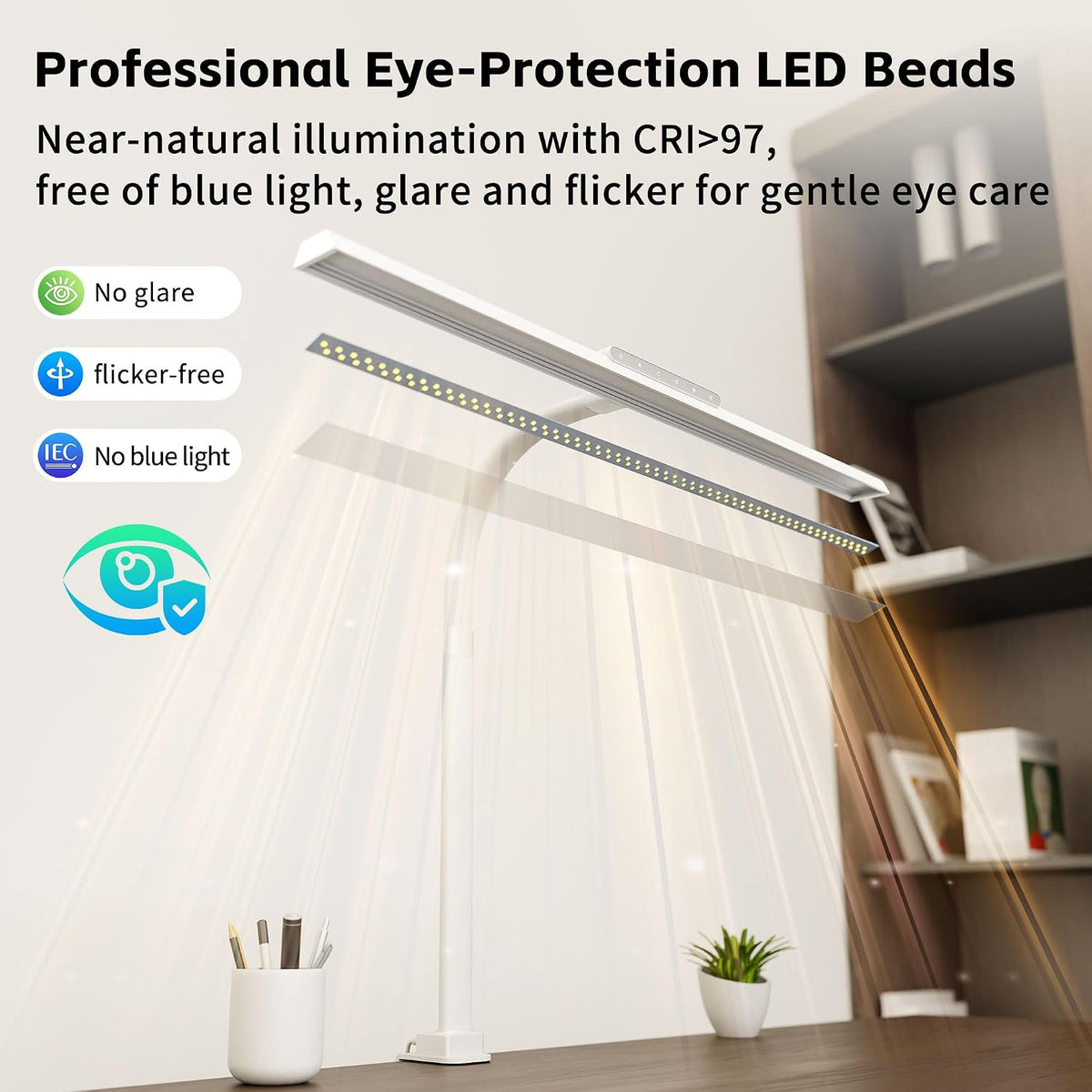 24W Desk Lamp with Clamp, Flicker Free Touch Control Desk Light for Office