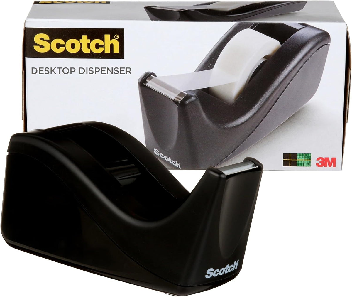 Scotch Desktop Tape Dispenser, Black, 12 Pack, Weighted Non-Skid Base