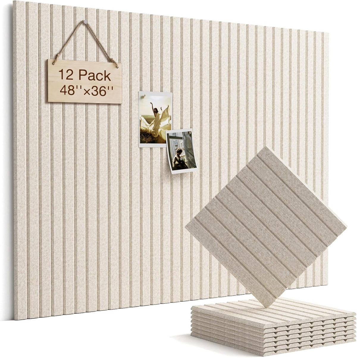Felt Bulletin Board 48"×36" Cork Board with 60 Adhesive Tab Oatmeal