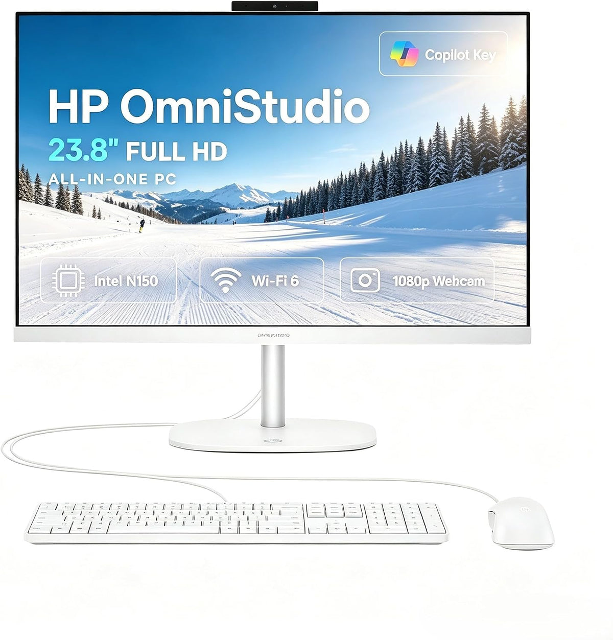 HP OmniStudio All‑in‑One Desktop, 24‑Inch Full HD Display, Intel N150 Quad‑Co...