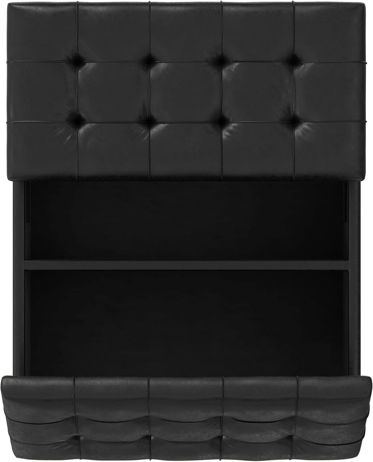 SIMPLIHOME Harrison 36" Wide Vegan Leather Lift Top Ottoman in Black