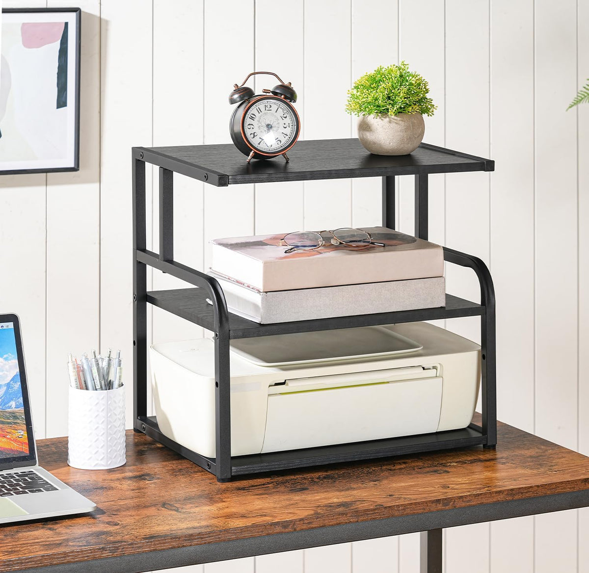 HOOBRO Printer Stand, 3-Tier Desktop Printer Table, Under Desk Printer Storag...
