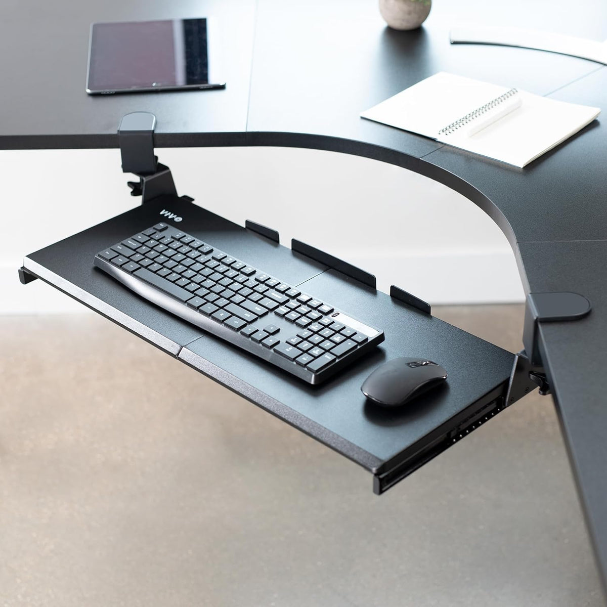 VIVO Black Clamp-on 27 x 11 in Keyboard Tray for Corner Desk, MOUNT-KB10C