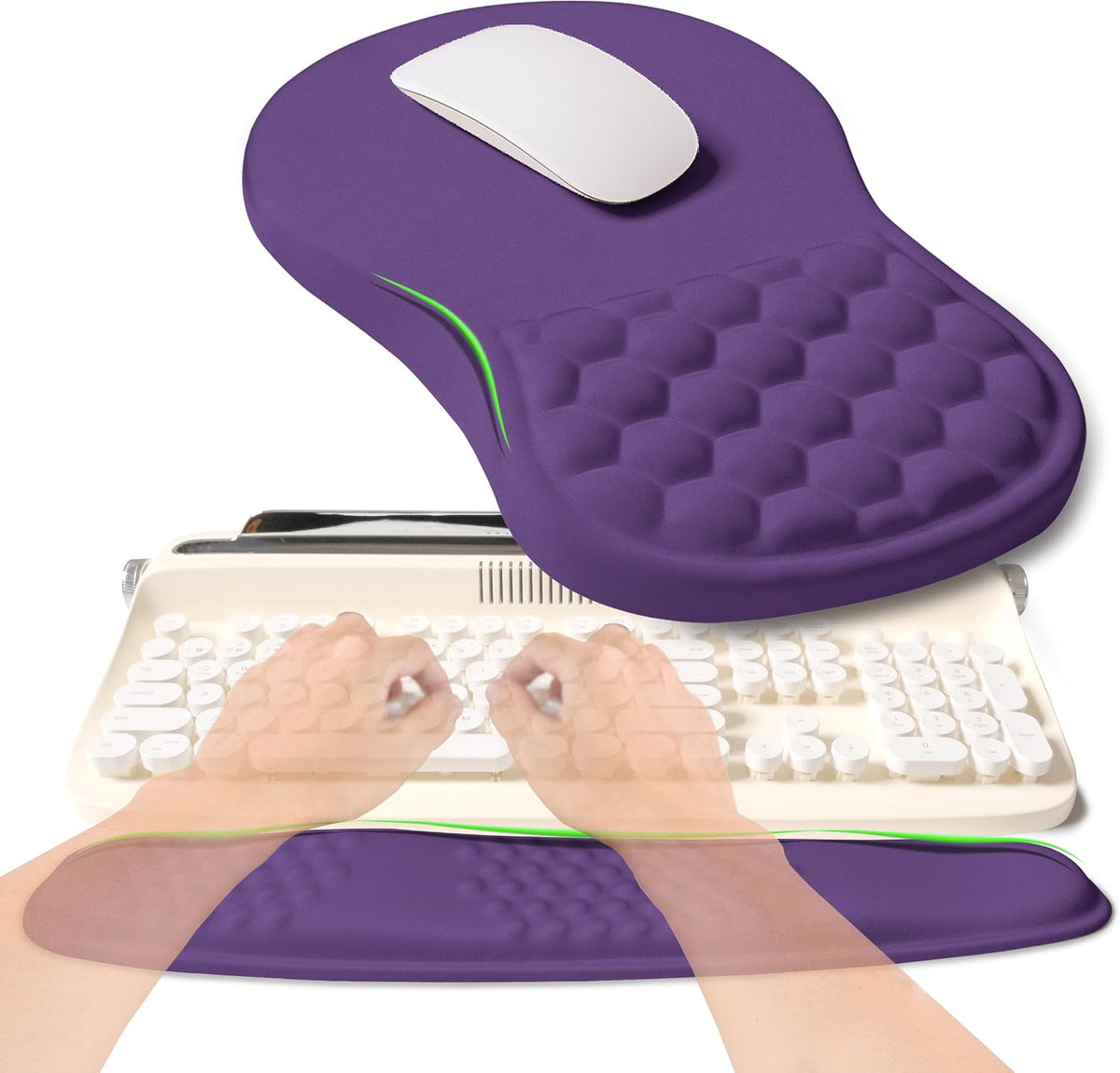 2-in-1 Ergonomic Set, Wave Rise Keyboard Wrist Rest and Massage Bulge Slope M...