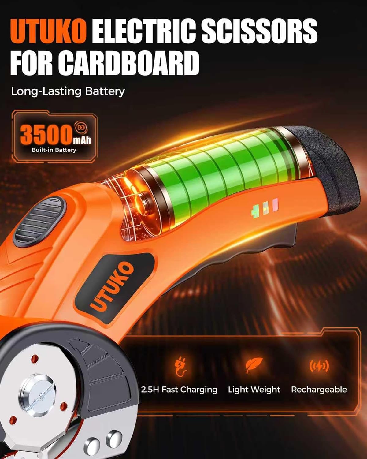 Electric Cardboard Cutter, 3500mAh Cordless Electric Scissors