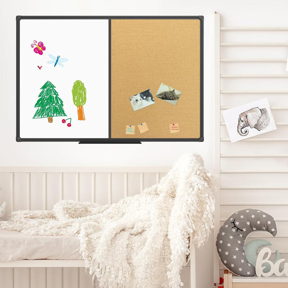 JILoffice White Board & Bulletin Corkboard Combination, Combo Board 36 x ...