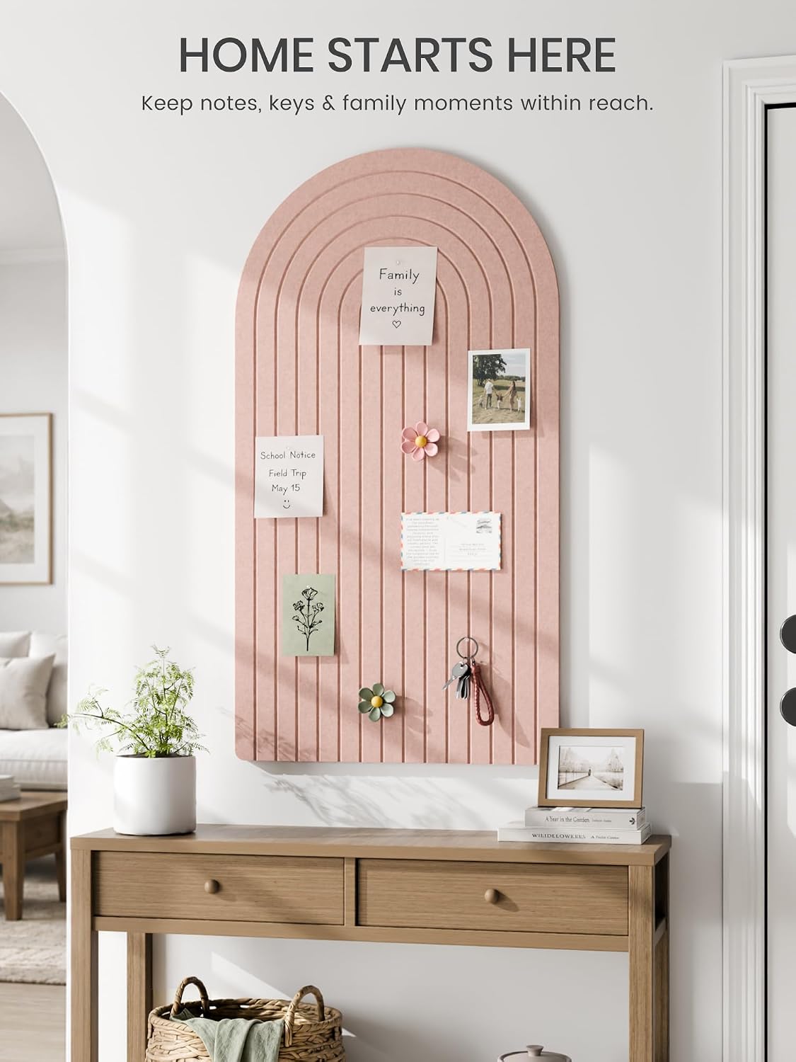 Large Arched Felt Bulletin Board 47.2''×25.5'', Pink