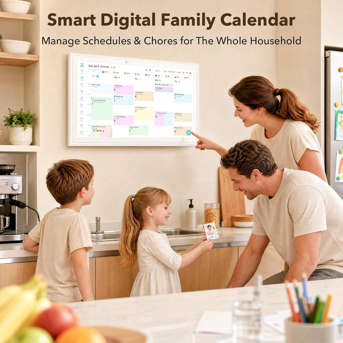 15.6" Touchscreen Digital Calendar Household Chores Schedule, White