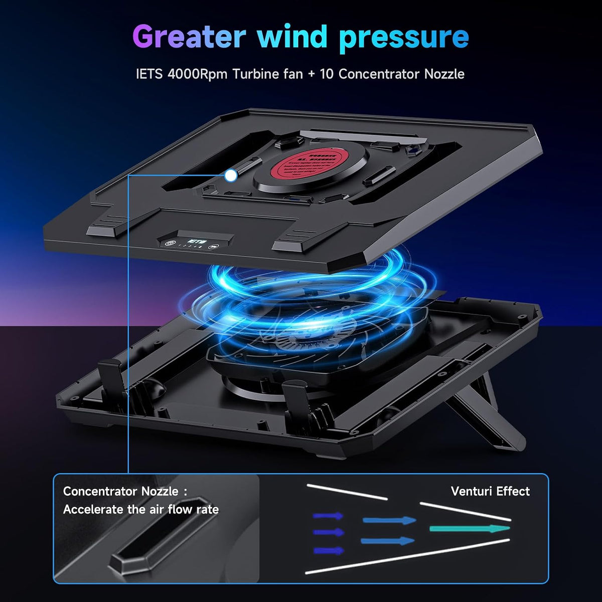 IETS GT300 Upgraded Laptop Cooling Pad with Adjustable Stand, Turbo Boosted C...