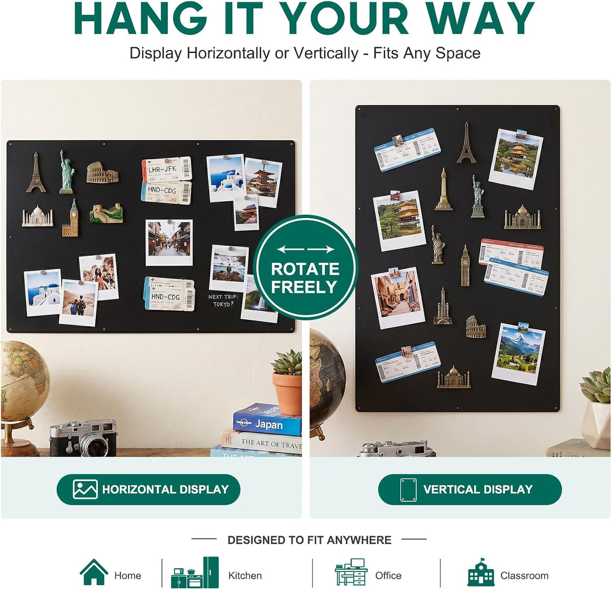 36" x 24" Magnetic Board for Wall, Heavy Duty, Black