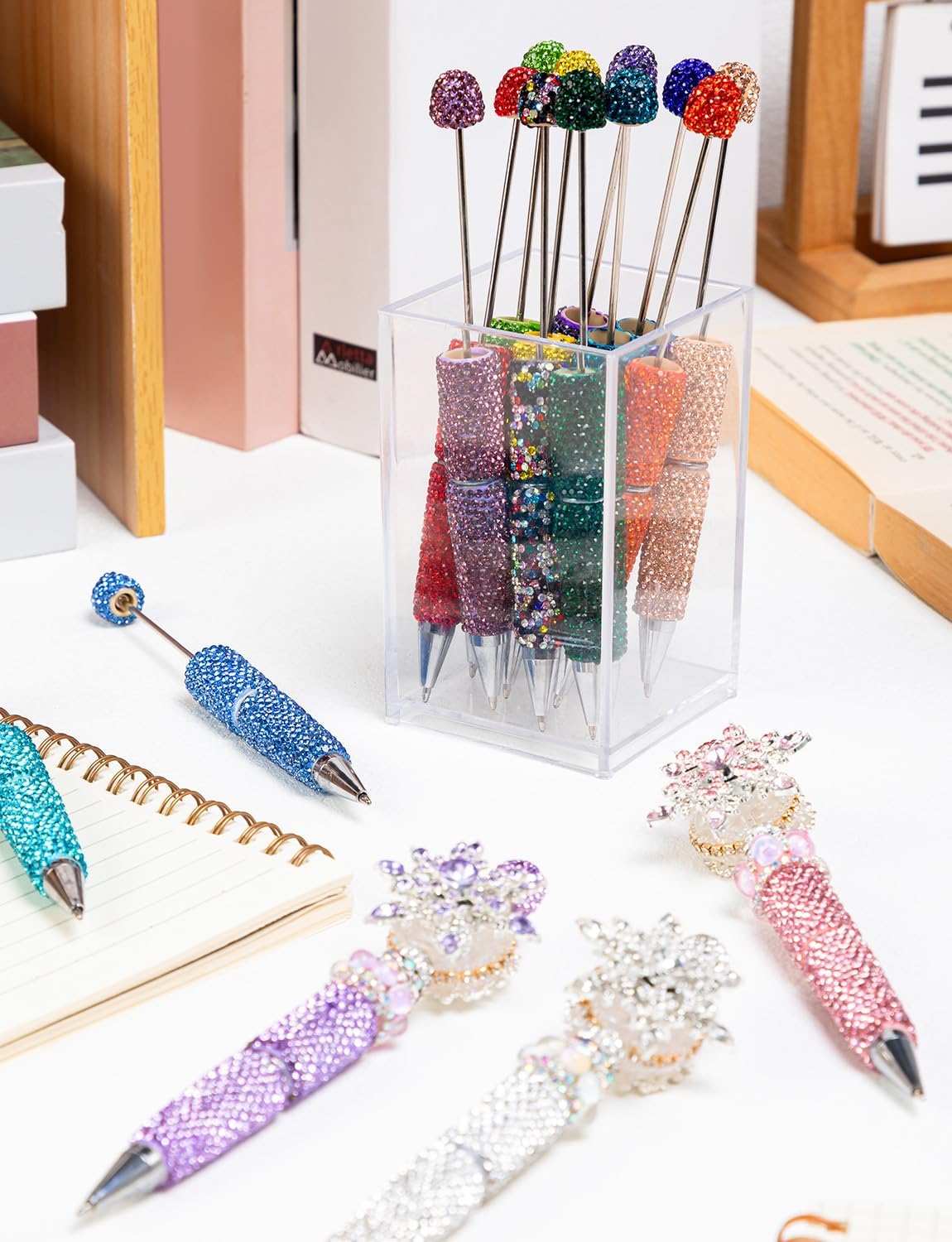 76Pcs Full Rhinestone Fancy Glitter Beadable Pens for Beads