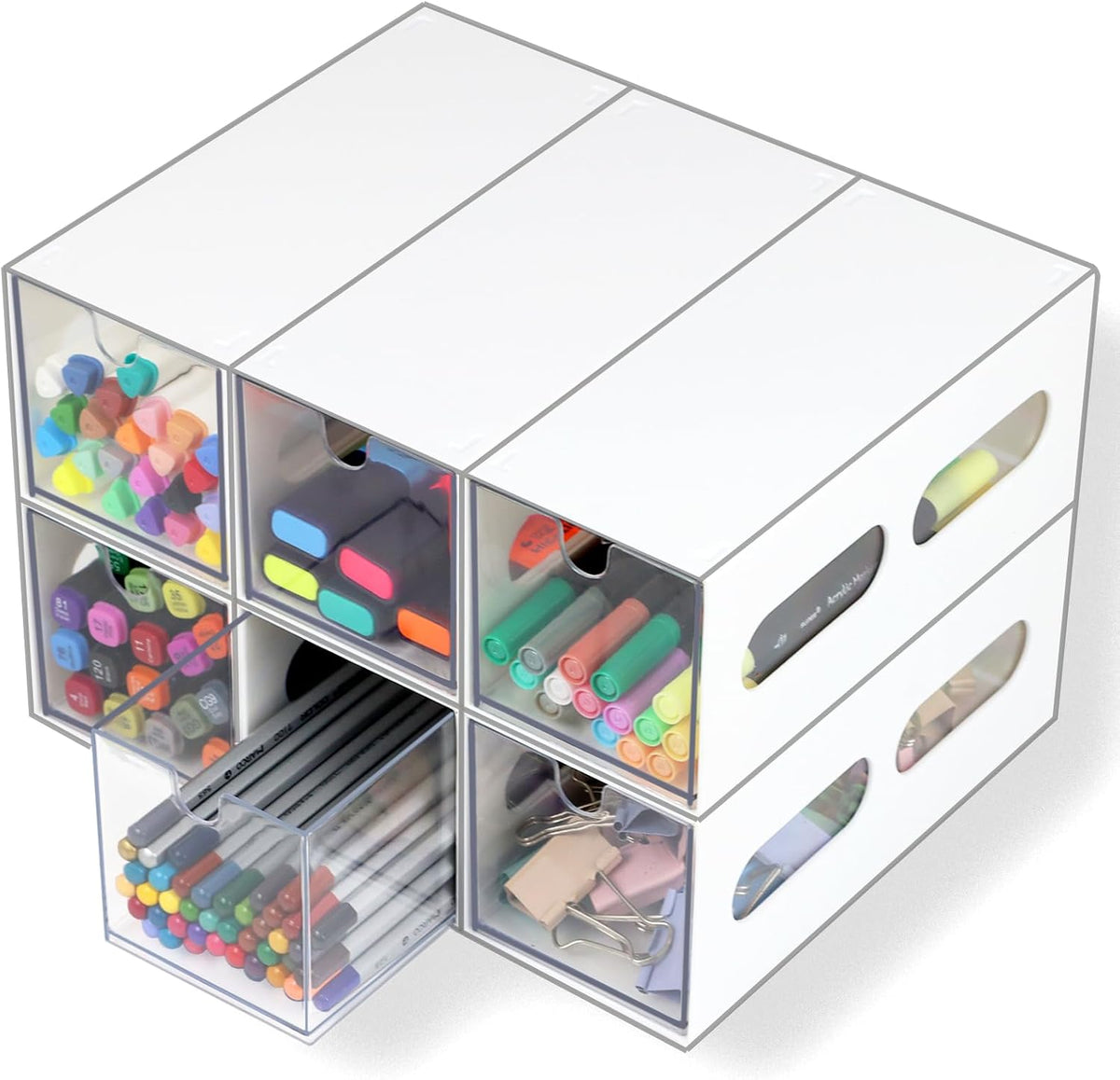 ZEXALOR Drawer Organizer Desktop Office Supplies Desk Organizer and Storage S...