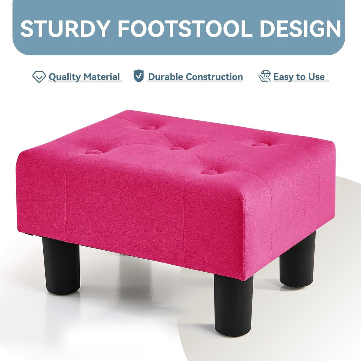 Poofzy Small Foot Stool Ottoman, Velvet Ottoman Foot Rest with Legs, Rectangl...
