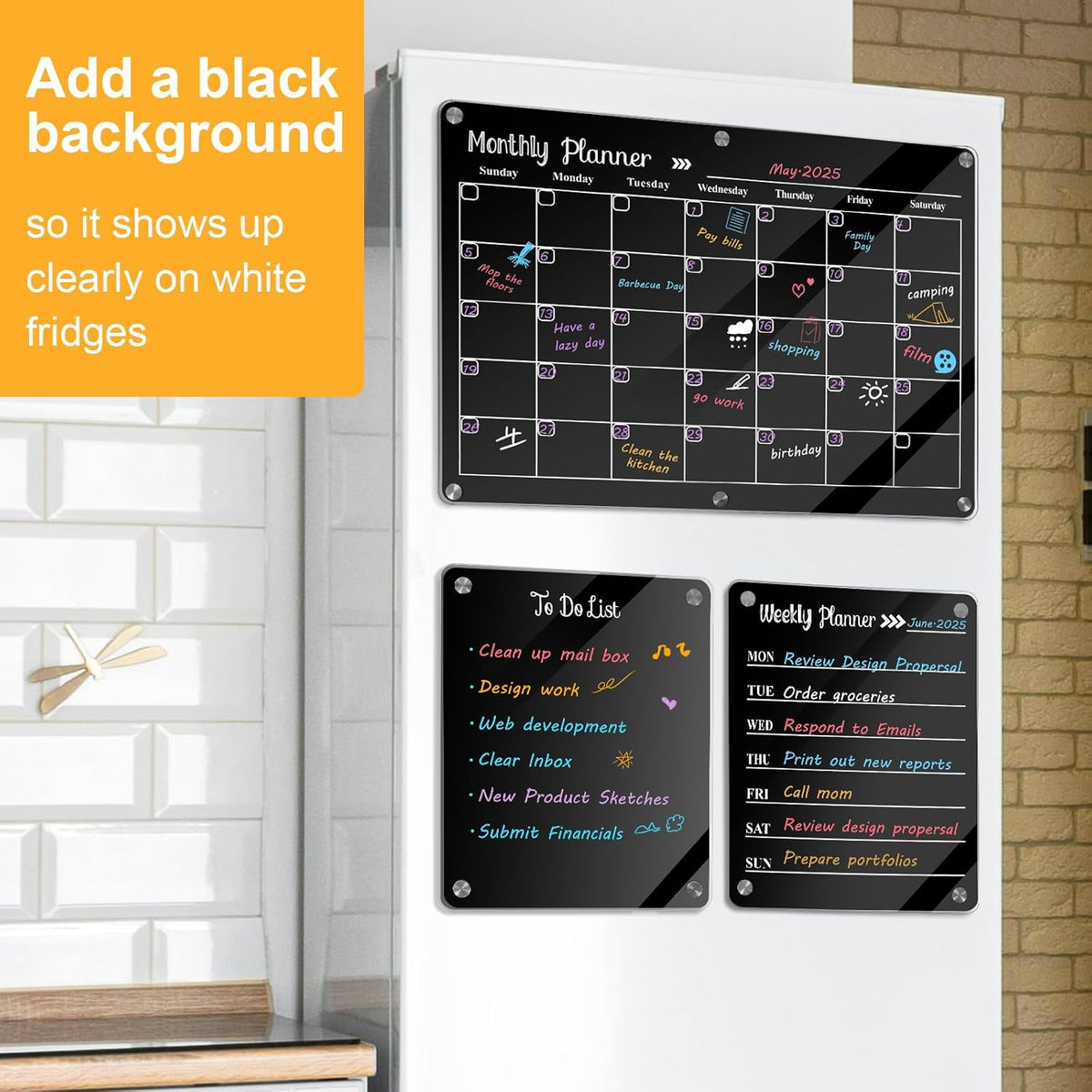 Magnetic Acrylic Fridge Calendar Dry Erase Planner