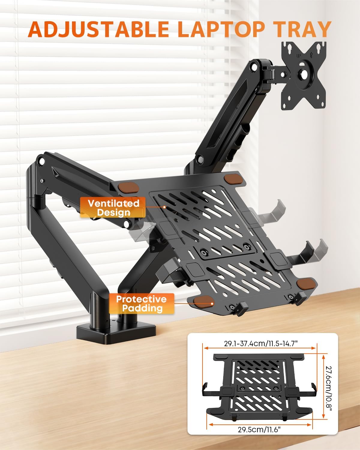 PUTORSEN Monitor and Laptop Arm for Max 32” Monitor and 17” Laptop