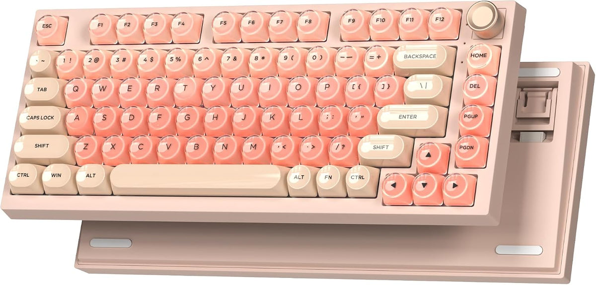 WK75 Wireless Mechanical Keyboard, Pink Creamy Keyboard with Knob