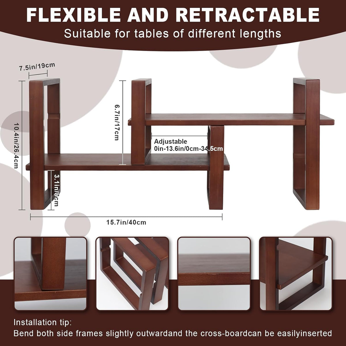 Desk Shelf, 100% Solid Wood Adjustable Desktop Bookshelf, No Tools or Nails R...