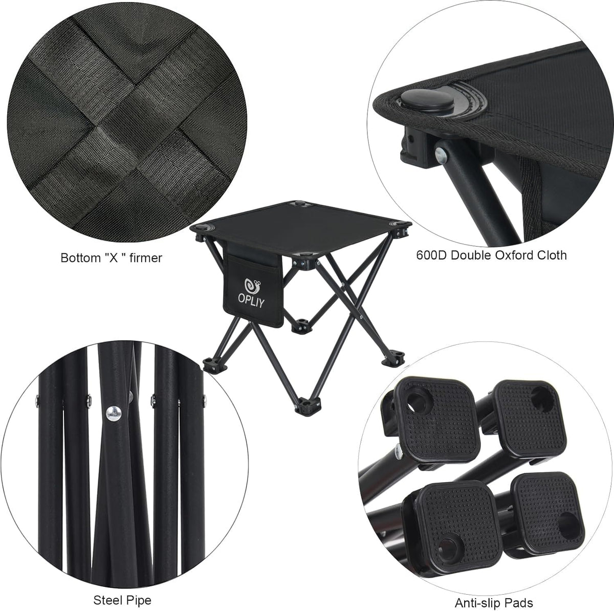 Opliy Camping Stool 2 Pack,13 Inch Portable Folding Stool for Outdoor Gardeni...