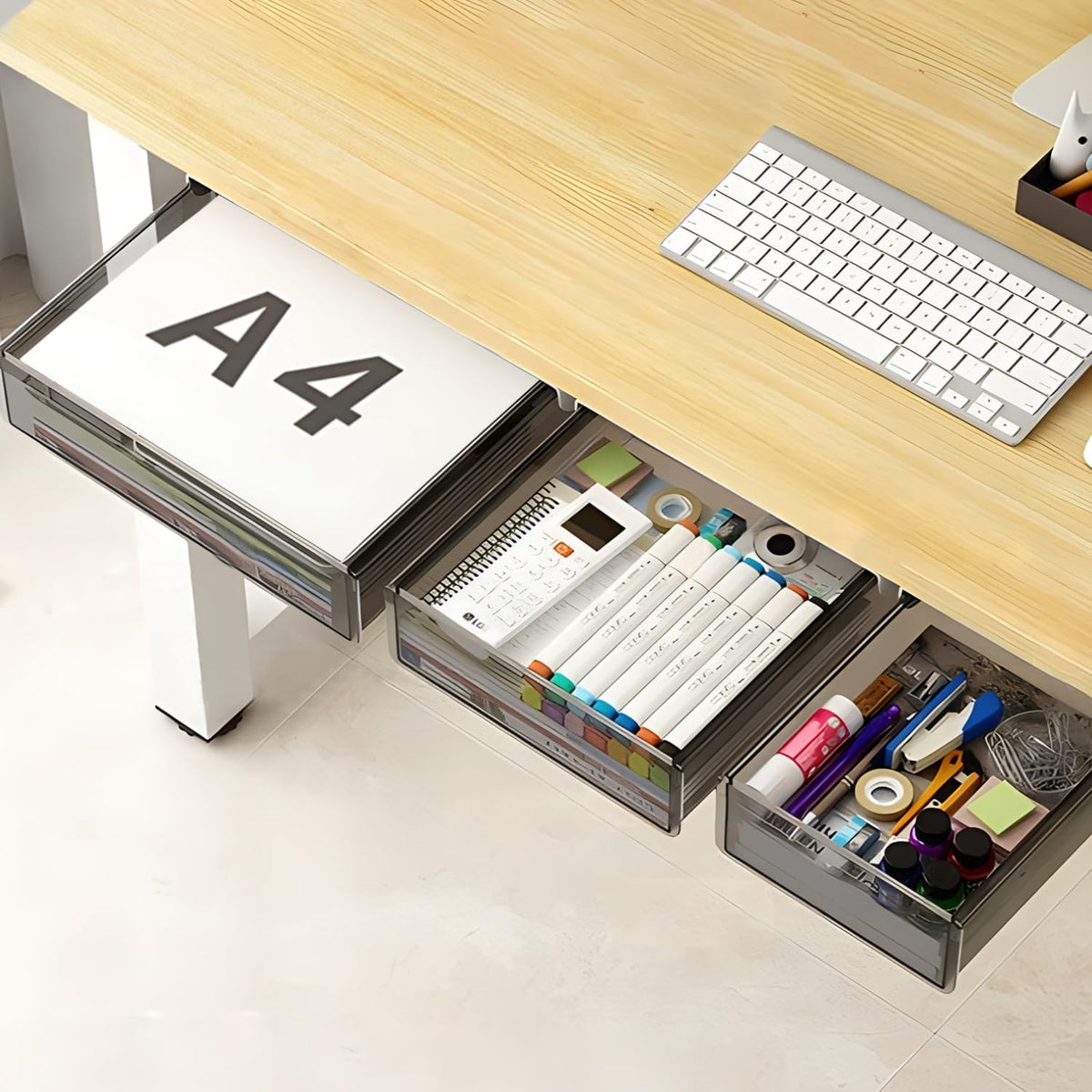 SVNNELP Under Desk Table Drawer Storage Organizer,3 Pack Large & Medium &...