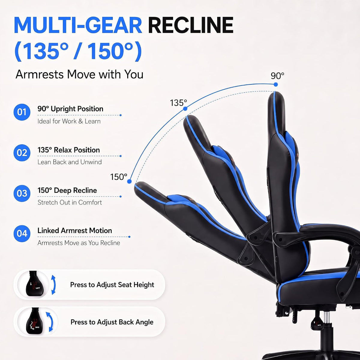 Desk Computer Gaming Chair - High Back Ergonomic Office Chair with Footrest a...