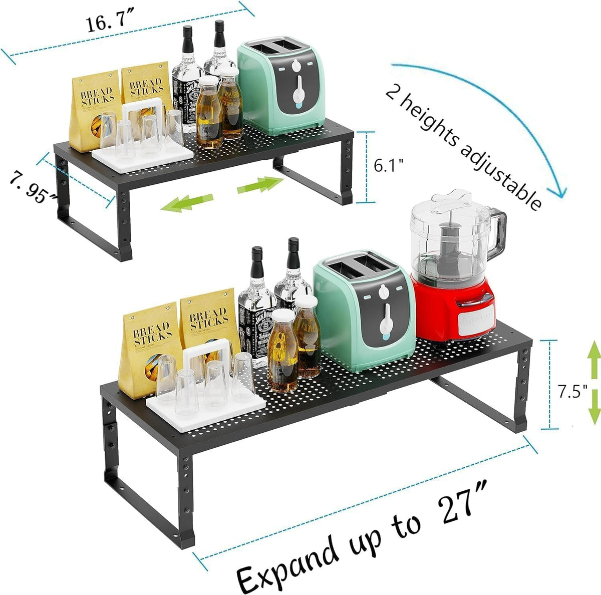 Jojocross Expandable Cabinet Shelf Organizer Storage Spice Rack Shelves for K...