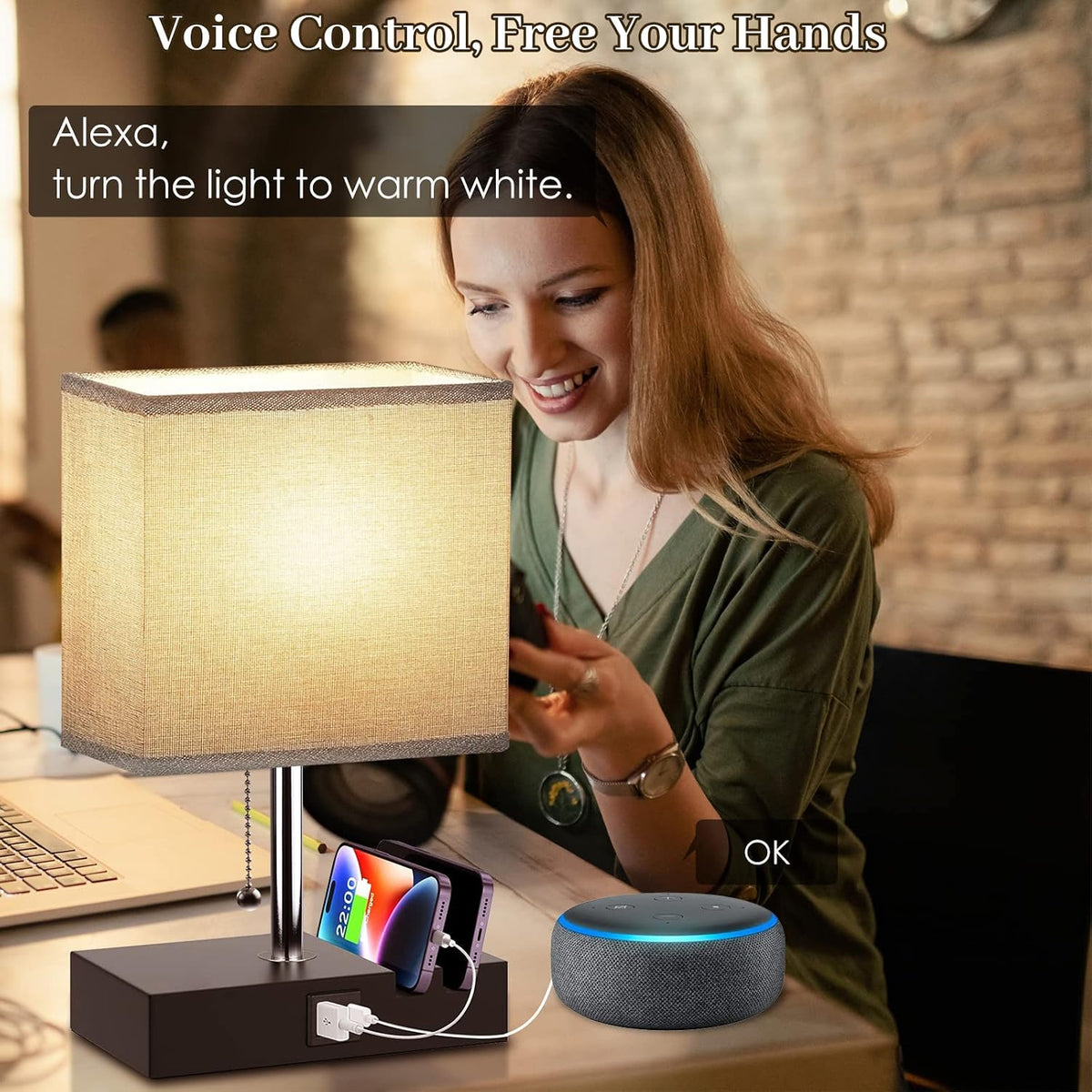 Smart RGB Dimmable Table Lamp Compatible with Alexa&APP&Remote Contro...