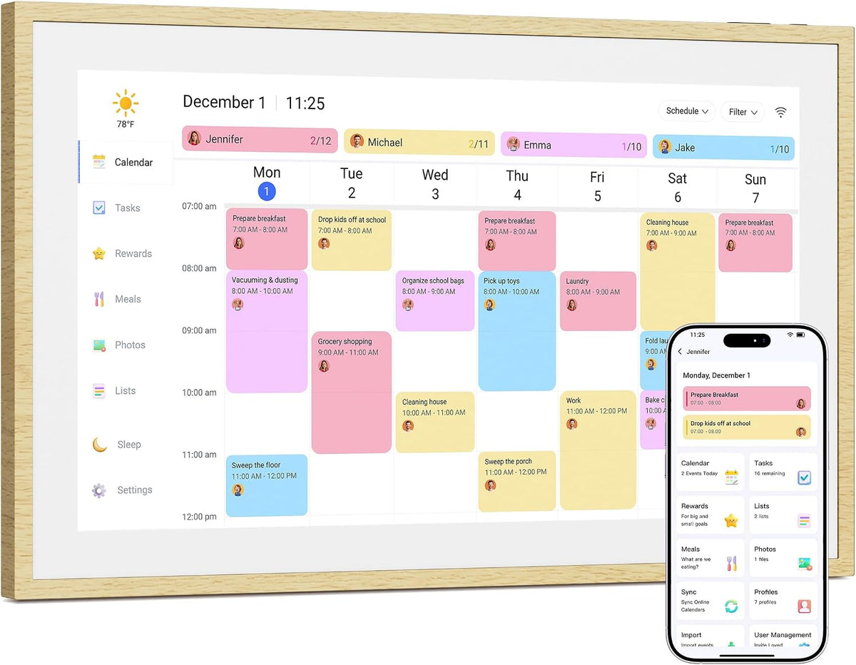 Dragon Touch 21.5 inch Digital Calendar Chore Chart – Digital Picture Frame, ...