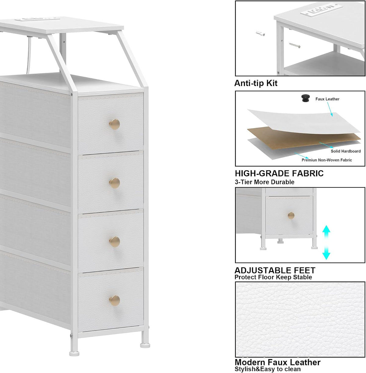 Tohomeor Narrow Dresser Tall Skinny Storage Tower Vertical Slim Chest of Draw...