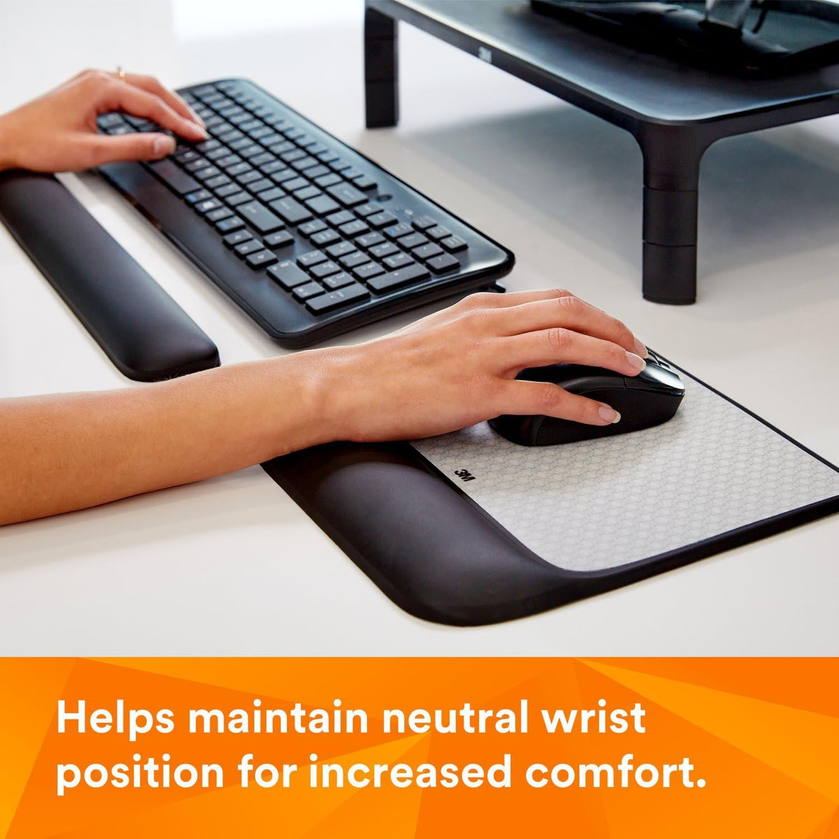 3M Precise Mouse Pad with Gel Wrist Rest, 8.4 in x 8.8 in, Black