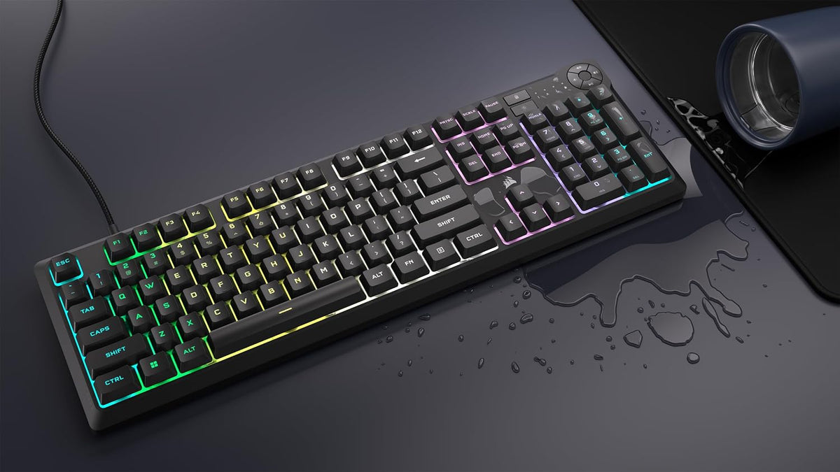 Corsair K55 CORE RGB Membrane Wired Gaming Keyboard – QWERTY US Layout – Quie...
