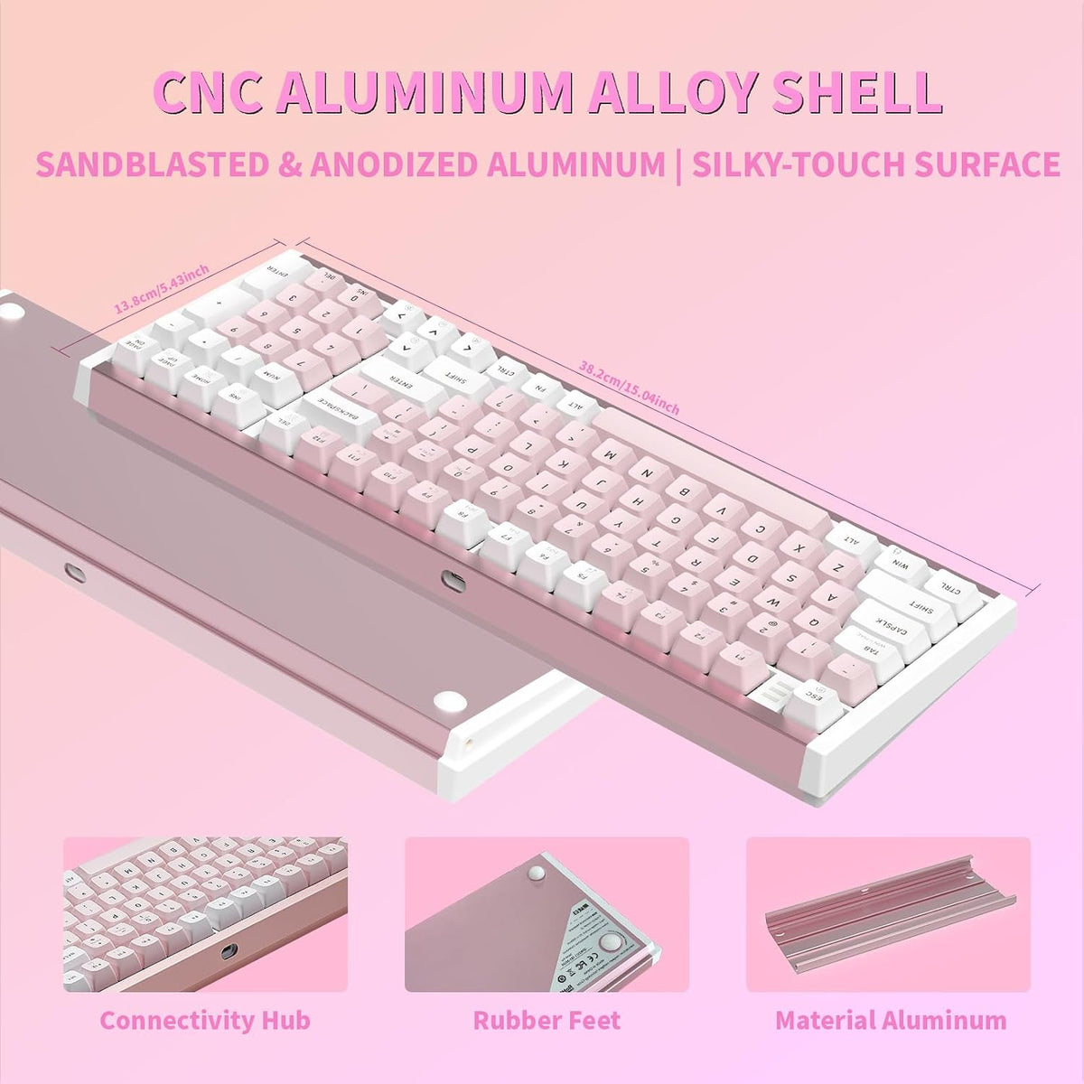 Hexgears I4 Wired Mechanical Keyboard with Number Pad - Pink, Tactile