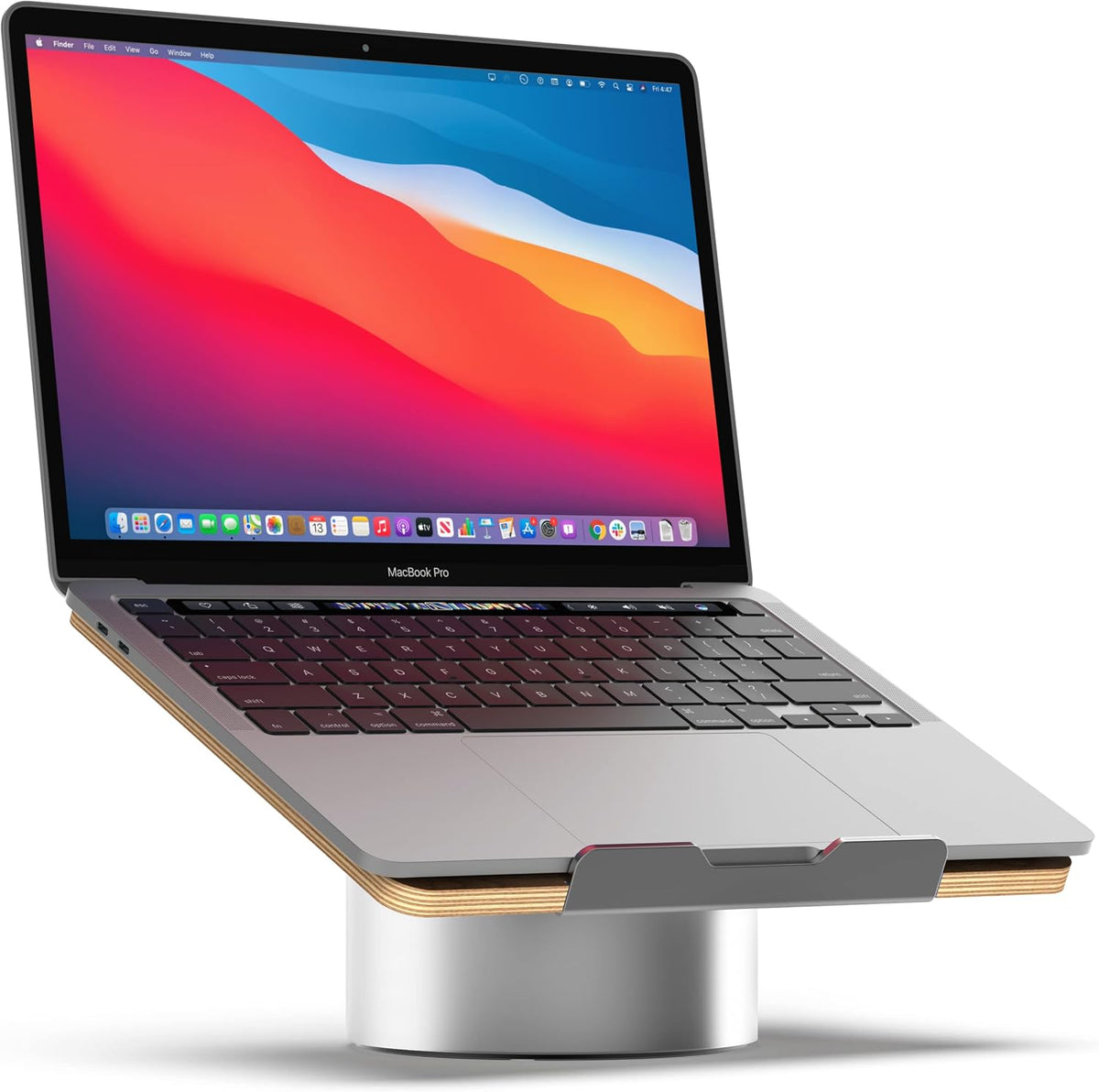 HumanCentric Laptop Riser for Desk, Black Walnut Wood Top & Space Gray Base