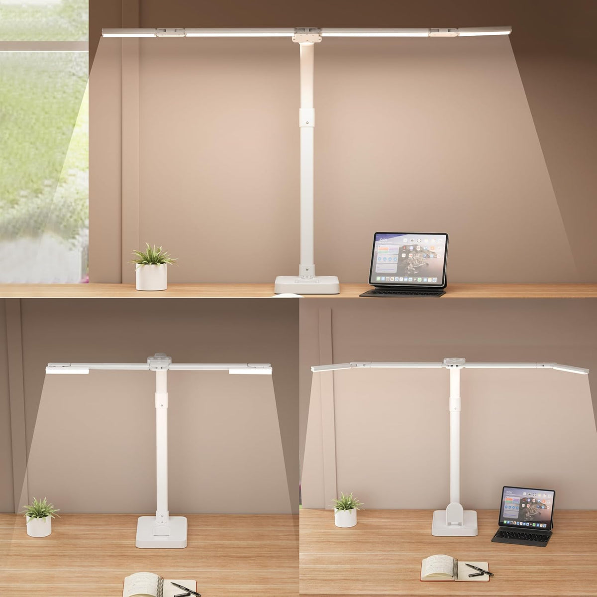 LED Desk Lamp for Home Office - 24W Bright Double Head Desk Light with Clamp ...