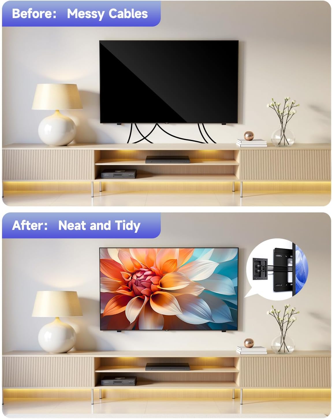 ZEXMTE in Wall Cable Management Kit, Wall Cable Concealer Kit for TV, Recesse...