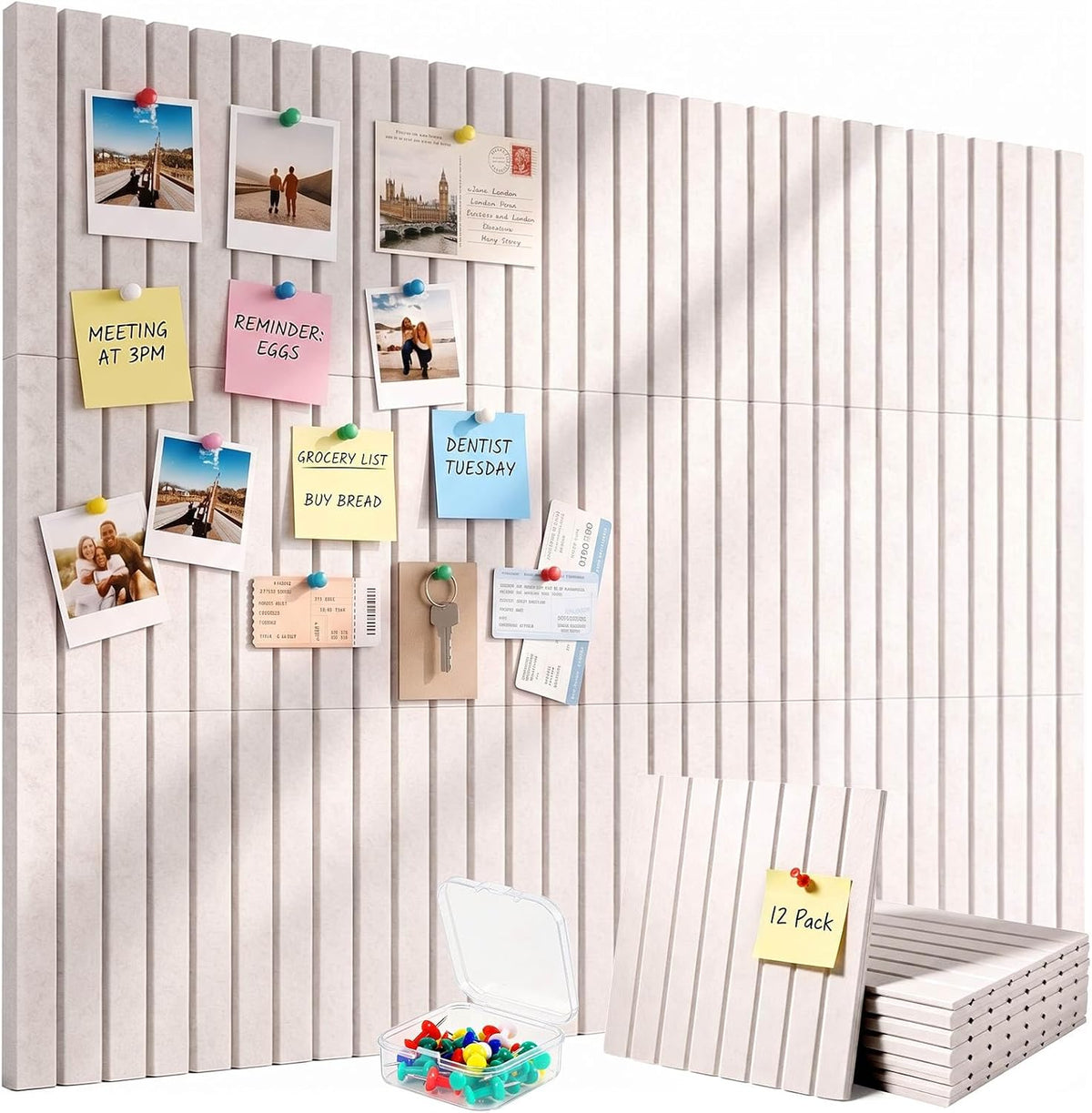 SKOCHE 48" x 36" Large Felt Bulletin Board 12 Pack Cork Board Alter...