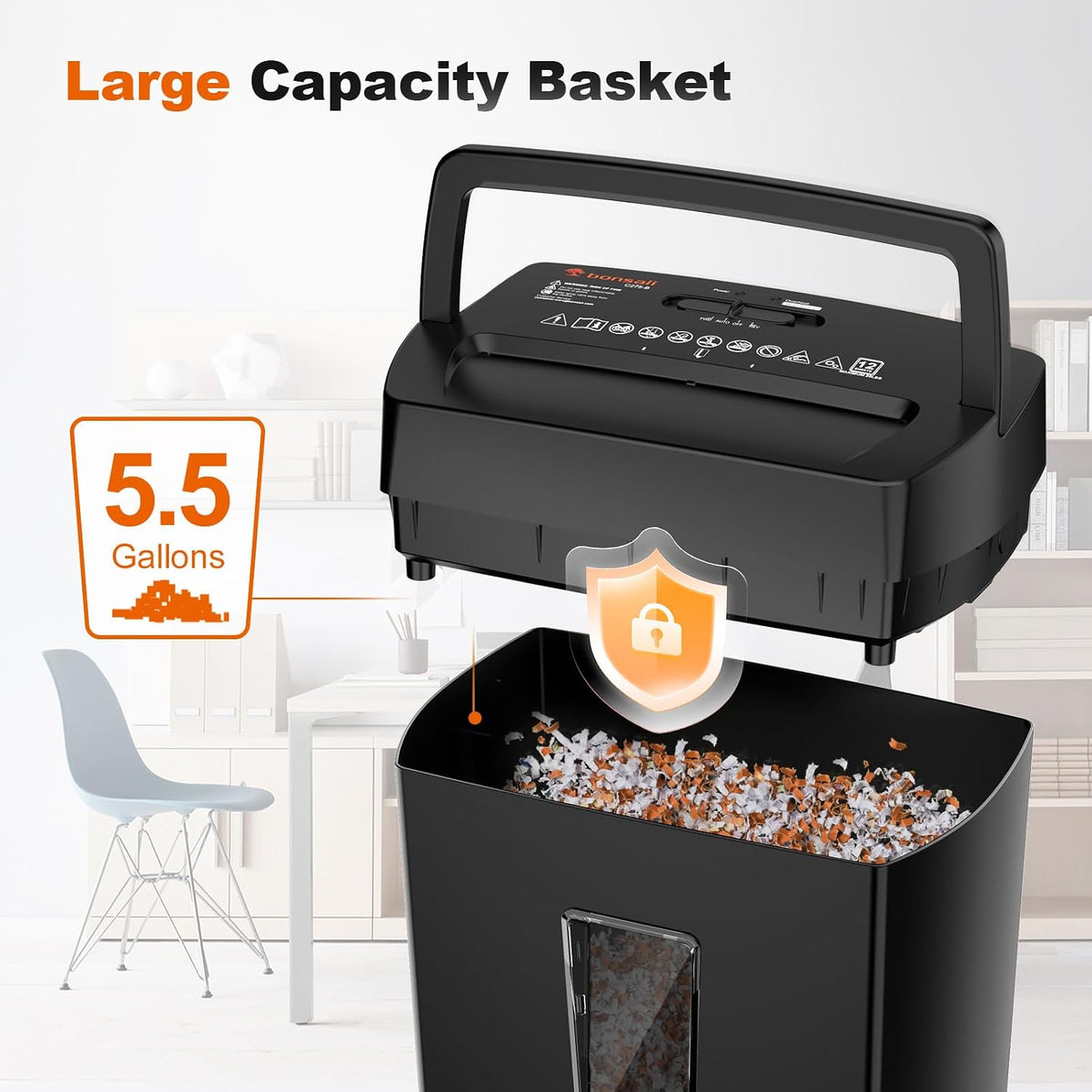 Bonsaii Micro Cut Paper Shredder, 12-Sheet, Home Office, 5.5-Gallon bin