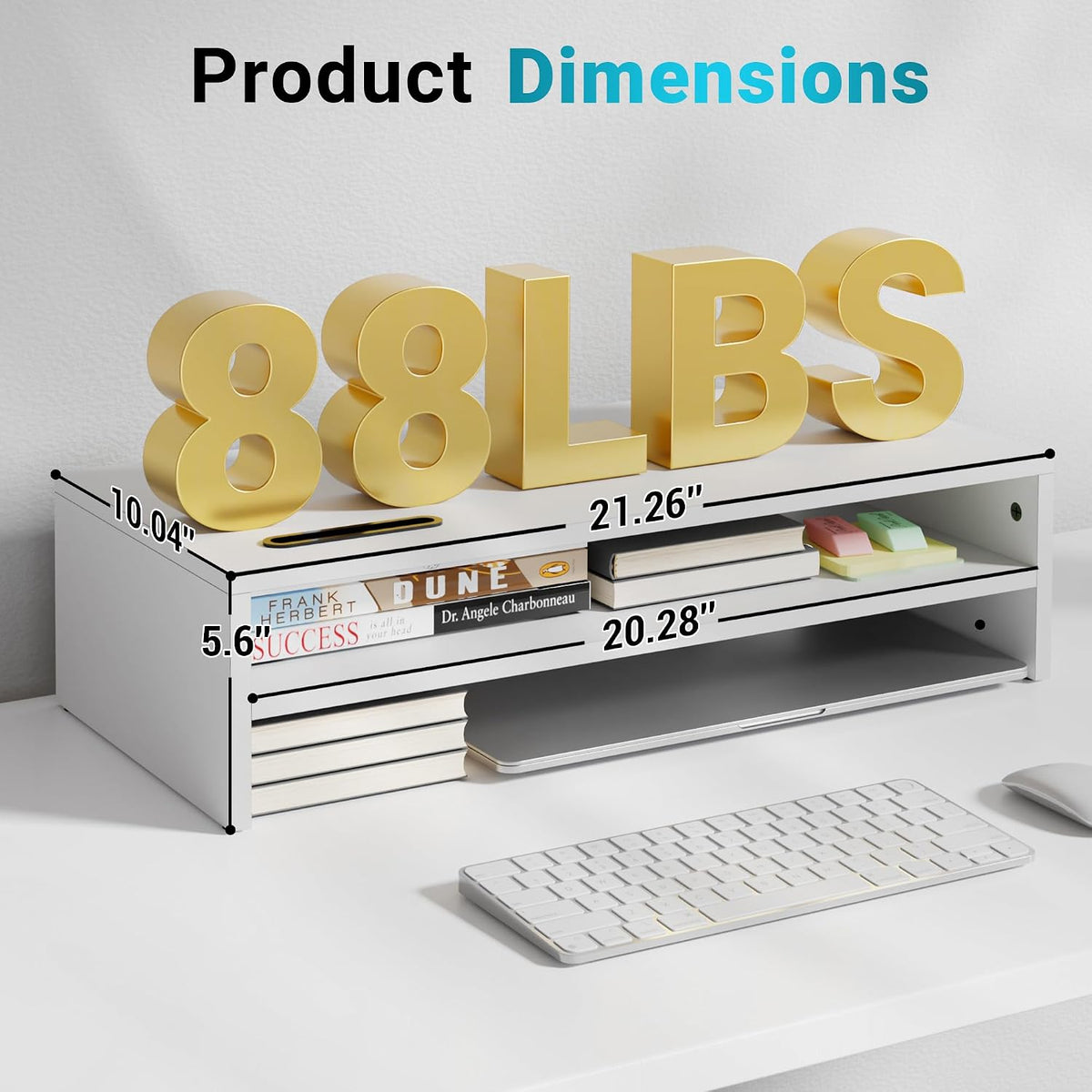 BONTEC Wood Monitor Stand Riser, 2-Tier Desktop Organizer