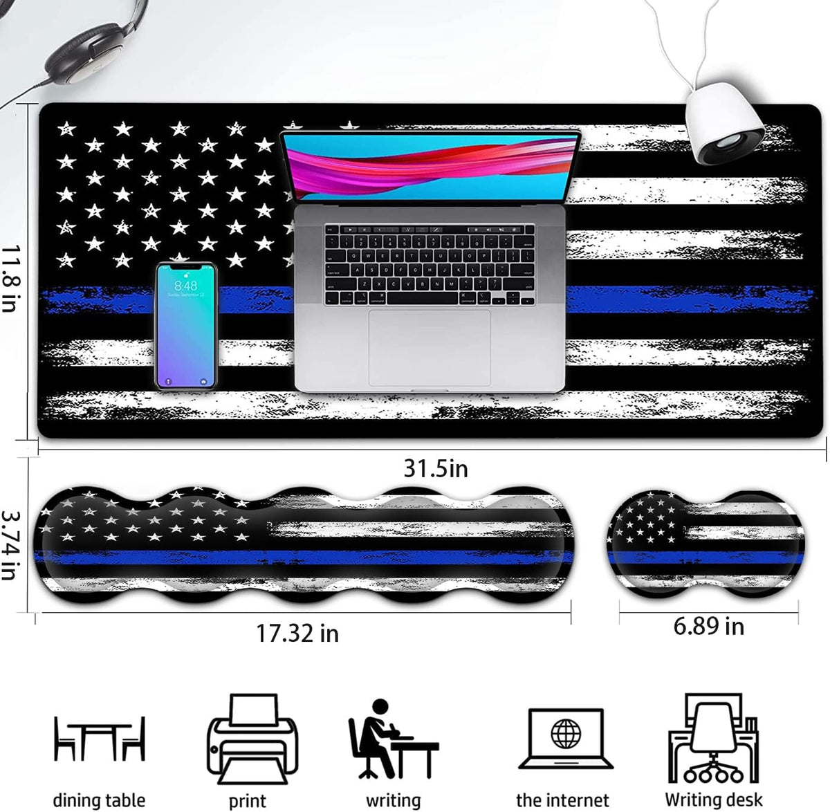 Large Gaming Mouse Pad with Stitched Edges, Extended XXL Mousepad, Office Des...