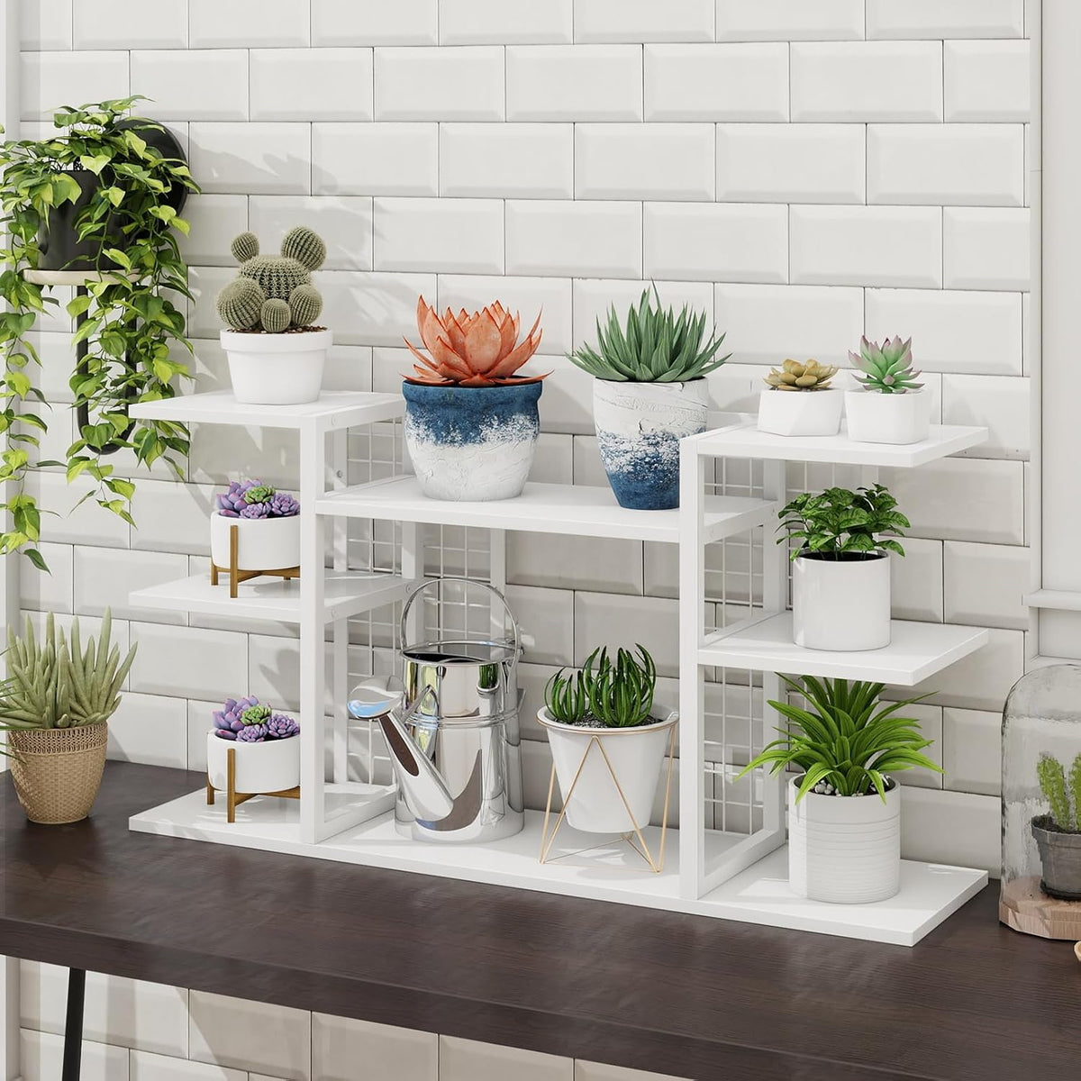 ELITEROO Desk Bookshelf, 4 Tier Wood Desktop Bookshelf, Adjustable Table Top ...